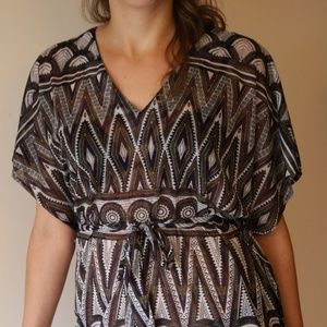 H&M small patterned dress with waist tie